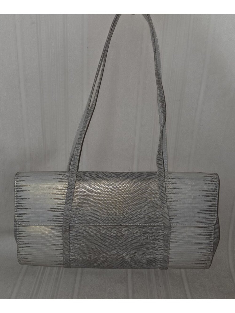 Stuart Weitzman Snakeskin Embossed Leather Shoulder Bag